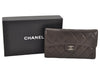 Authentic CHANEL Caviar Skin Matelasse Long Wallet Purse CC Logo Brown Box 2809K