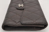 Authentic CHANEL Caviar Skin Matelasse Long Wallet Purse CC Logo Brown Box 2809K