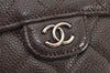 Authentic CHANEL Caviar Skin Matelasse Long Wallet Purse CC Logo Brown Box 2809K