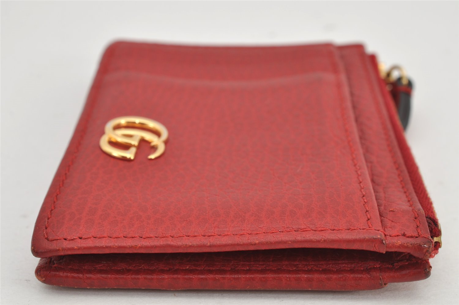 Authentic GUCCI GG Marmont Card Pass Case Wallet Leather Red 574804 Box 2811K