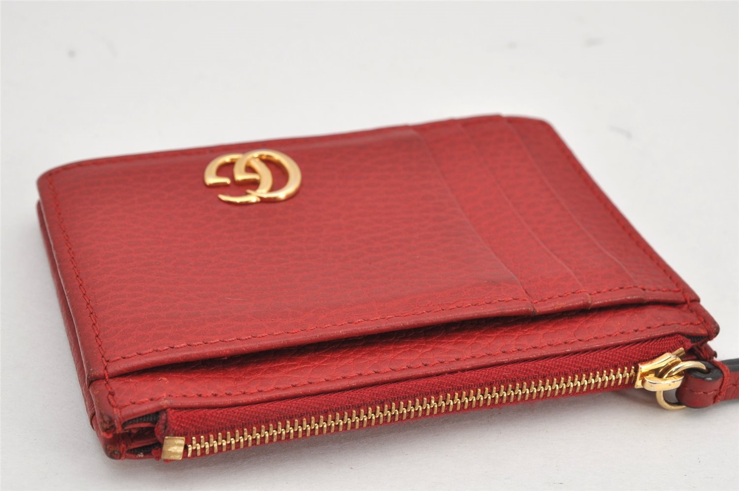 Authentic GUCCI GG Marmont Card Pass Case Wallet Leather Red 574804 Box 2811K