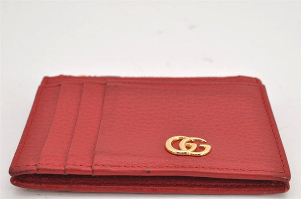 Authentic GUCCI GG Marmont Card Pass Case Wallet Leather Red 574804 Box 2811K