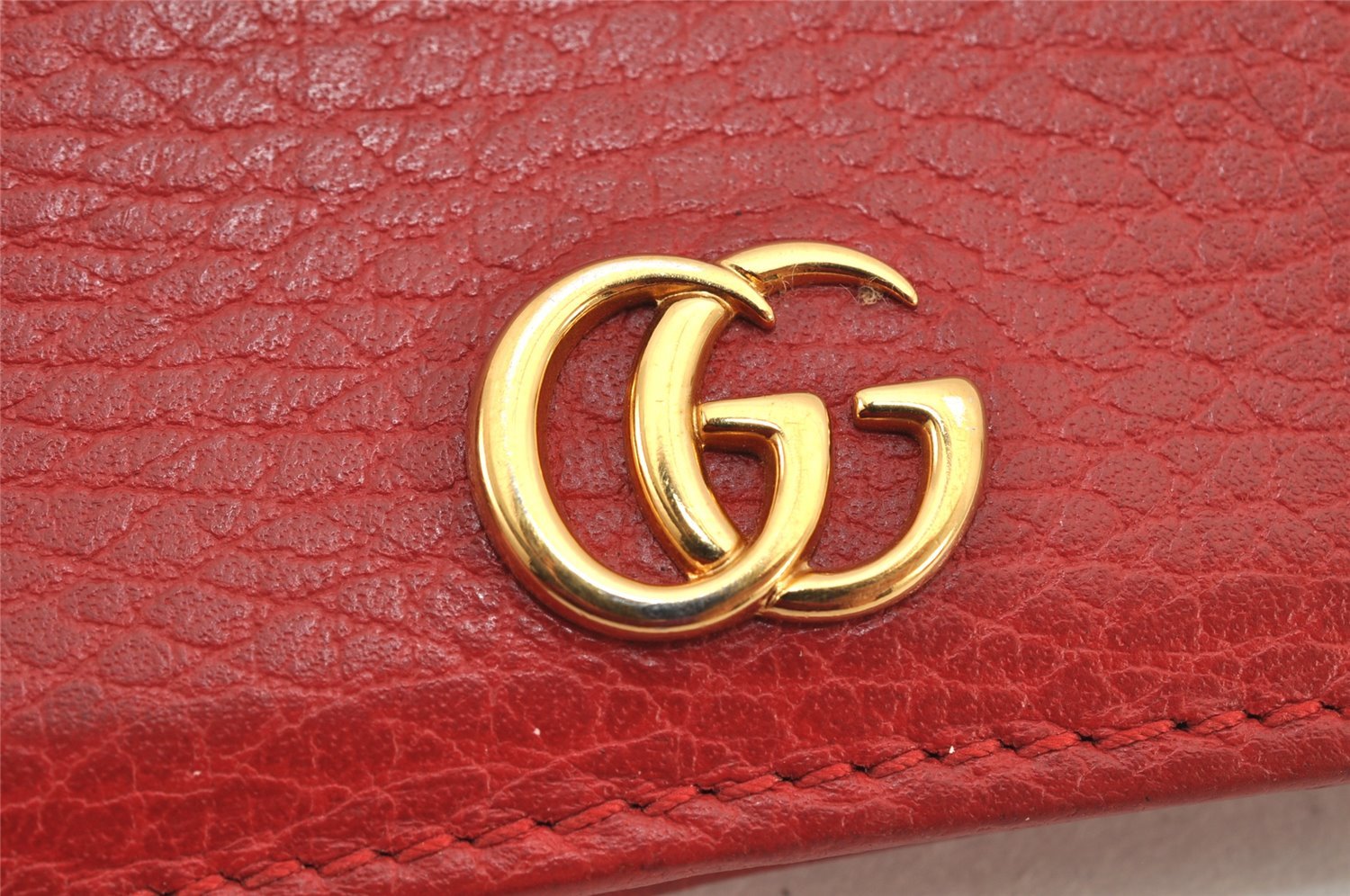 Authentic GUCCI GG Marmont Card Pass Case Wallet Leather Red 574804 Box 2811K