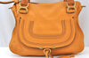 Authentic Chloe Marcie Leather 2Way Shoulder Cross Body Hand Bag Orange 2814I