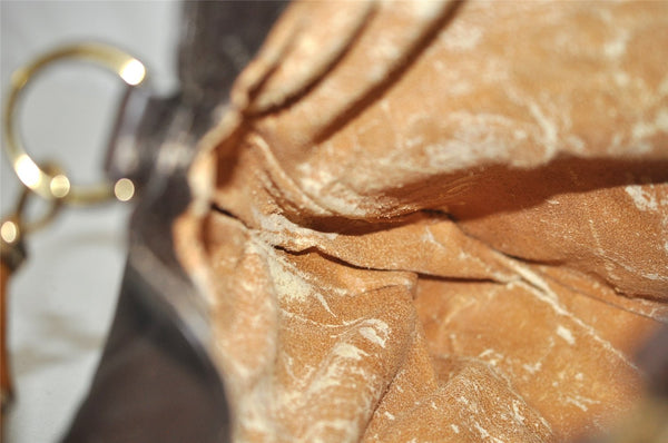 Authentic GUCCI Vintage Bamboo 2Way Shoulder Hand Bag Leather Brown Junk 2815I