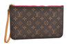 Authentic Louis Vuitton Monogram Neverfull GM Pouch Purse Clutch Bag Pink 2815J