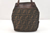 Authentic FENDI Zucca Hand Tote Folding Bag Purse Nylon Leather Brown 2816K