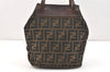 Authentic FENDI Zucca Hand Tote Folding Bag Purse Nylon Leather Brown 2816K