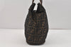 Authentic FENDI Zucca Hand Tote Folding Bag Purse Nylon Leather Brown 2816K