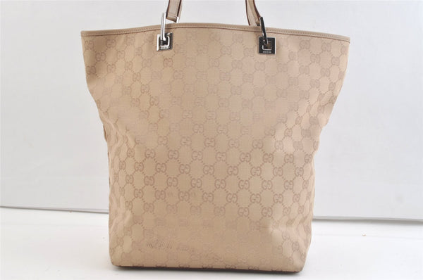 Authentic GUCCI Vintage Shoulder Tote Bag GG Canvas Leather 31243 Beige 2818K