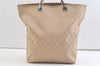 Authentic GUCCI Vintage Shoulder Tote Bag GG Canvas Leather 31243 Beige 2818K
