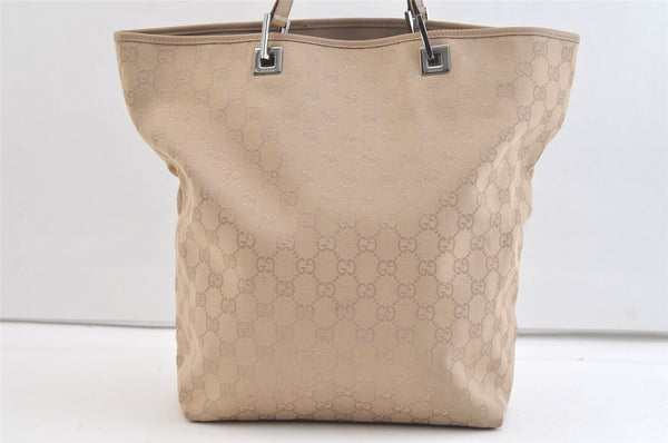 Authentic GUCCI Vintage Shoulder Tote Bag GG Canvas Leather 31243 Beige 2818K