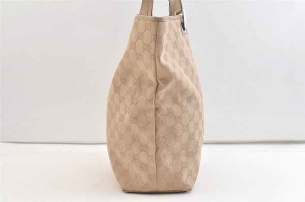 Authentic GUCCI Vintage Shoulder Tote Bag GG Canvas Leather 31243 Beige 2818K