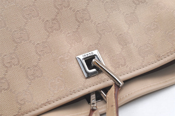 Authentic GUCCI Vintage Shoulder Tote Bag GG Canvas Leather 31243 Beige 2818K