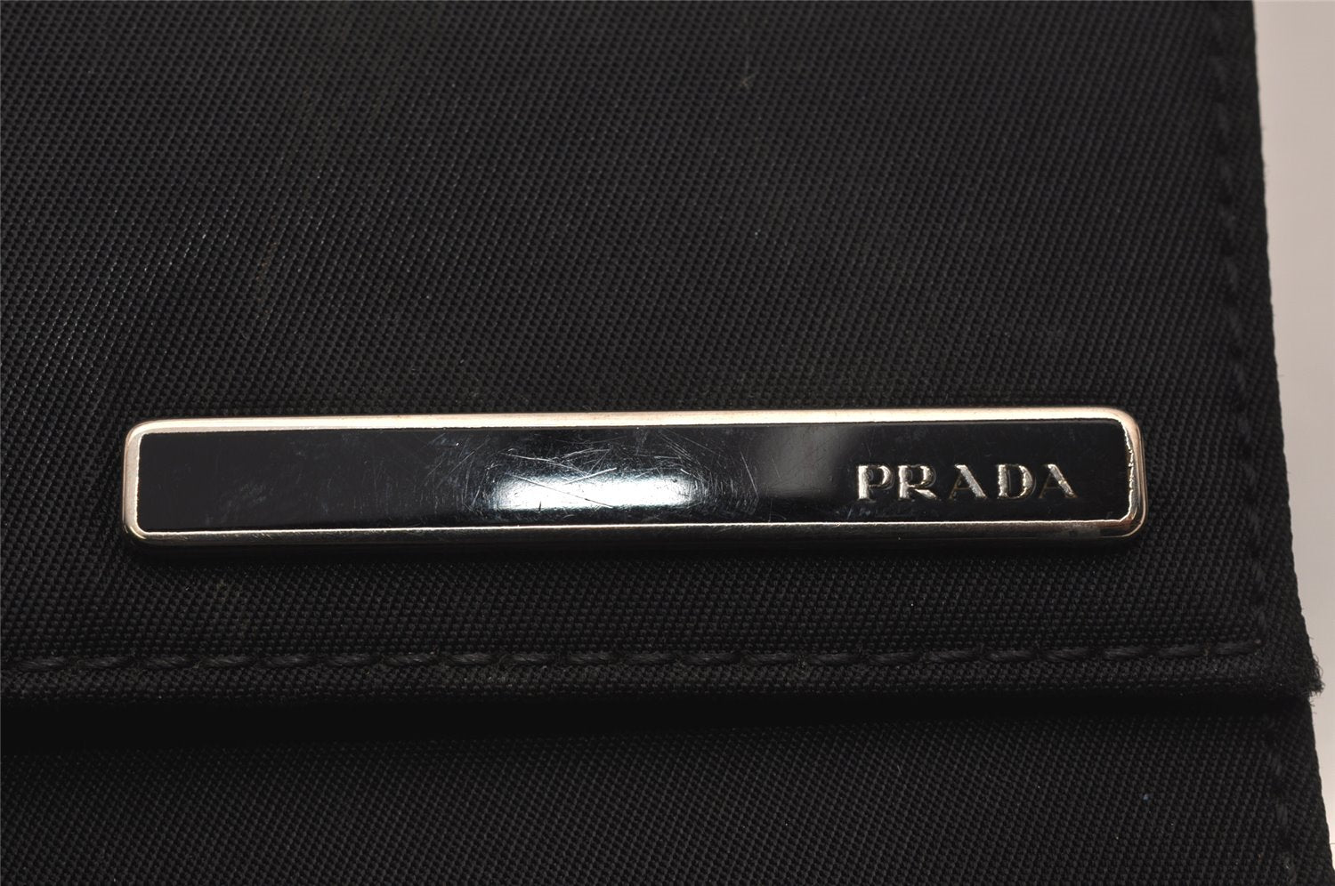 Authentic PRADA Vintage Nylon Leather Bifold Wallet Purse Black 2819J