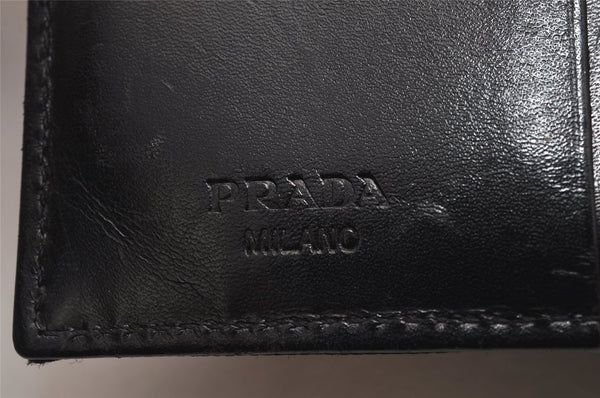 Authentic PRADA Vintage Nylon Leather Bifold Wallet Purse Black 2819J