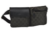 Authentic GUCCI Vintage Waist Body Bag Purse GG Canvas Leather 28566 Black 2820J