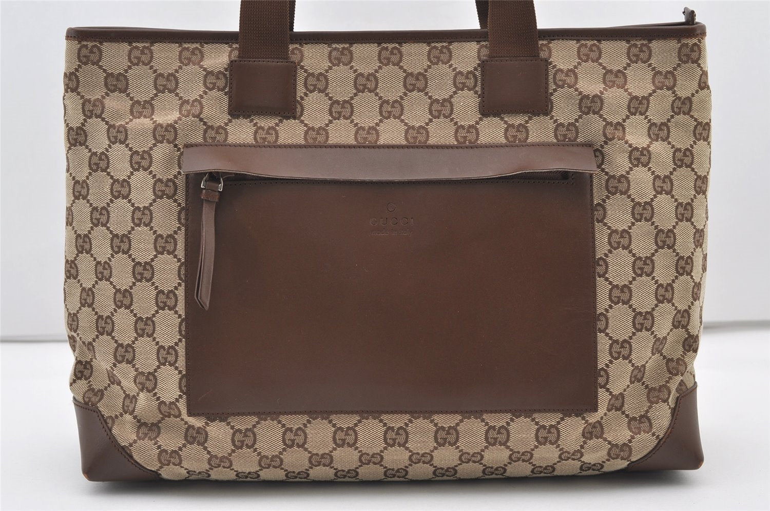 Authentic GUCCI Vintage Shoulder Tote Bag GG Canvas Leather 34339 Brown 2821J