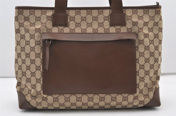 Authentic GUCCI Vintage Shoulder Tote Bag GG Canvas Leather 34339 Brown 2821J