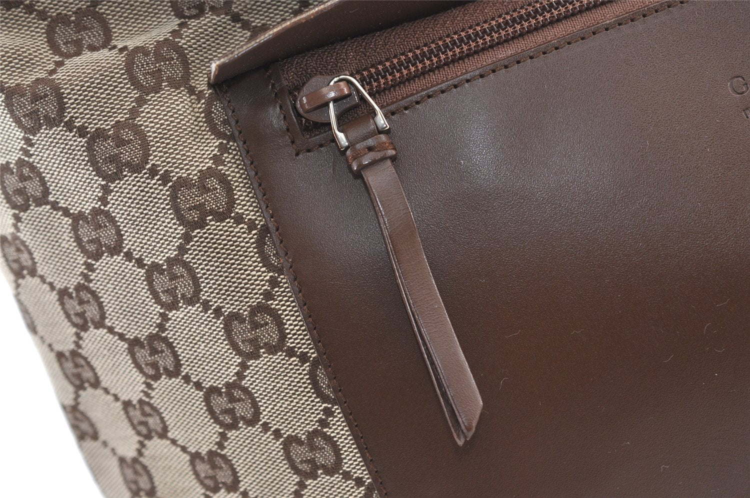 Authentic GUCCI Vintage Shoulder Tote Bag GG Canvas Leather 34339 Brown 2821J