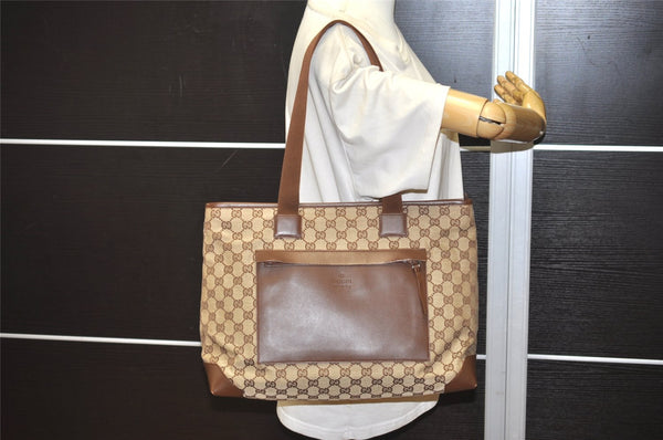 Authentic GUCCI Vintage Shoulder Tote Bag GG Canvas Leather 34339 Brown 2821J