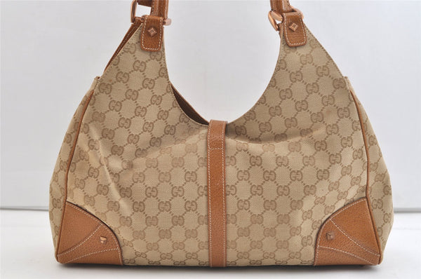 Authentic GUCCI Jackie Shoulder Hand Bag GG Canvas Leather 124404 Beige 2822K