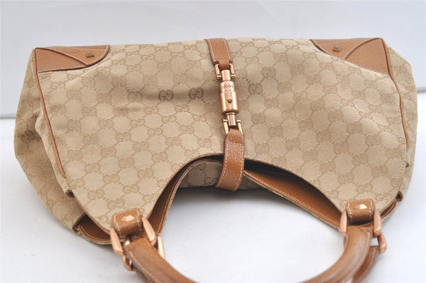 Authentic GUCCI Jackie Shoulder Hand Bag GG Canvas Leather 124404 Beige 2822K