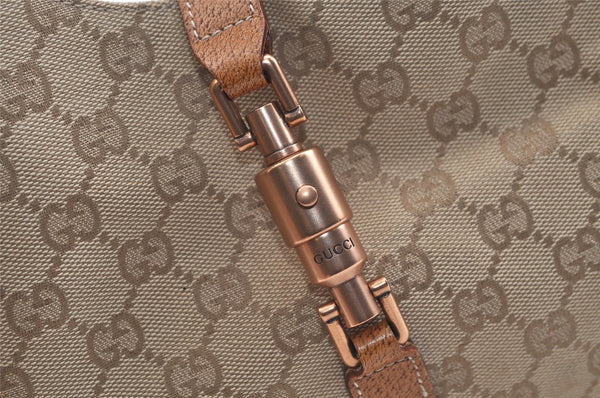 Authentic GUCCI Jackie Shoulder Hand Bag GG Canvas Leather 124404 Beige 2822K