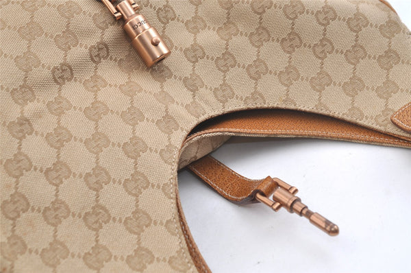 Authentic GUCCI Jackie Shoulder Hand Bag GG Canvas Leather 124404 Beige 2822K