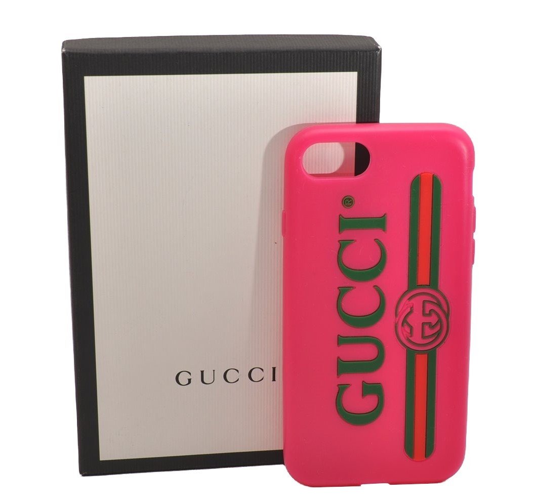 Authentic GUCCI Vintage Web Sherry Line iPhone 7 8 Case Silicon Pink Box 2823J