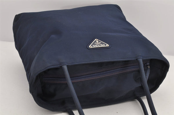 Authentic PRADA Vintage Nylon Tessuto Shoulder Tote Bag Purse Navy Blue 2823K