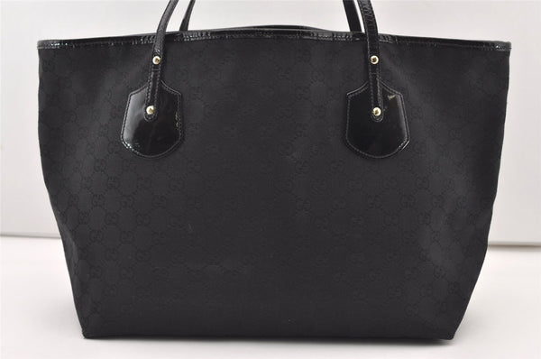 Authentic GUCCI Jolie Shoulder Tote Bag GG Canvas Enamel 211975 Black 2827J