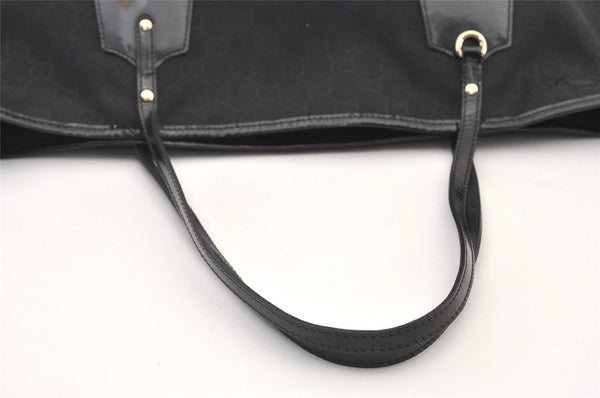 Authentic GUCCI Jolie Shoulder Tote Bag GG Canvas Enamel 211975 Black 2827J