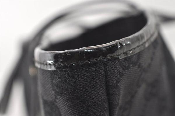 Authentic GUCCI Jolie Shoulder Tote Bag GG Canvas Enamel 211975 Black 2827J