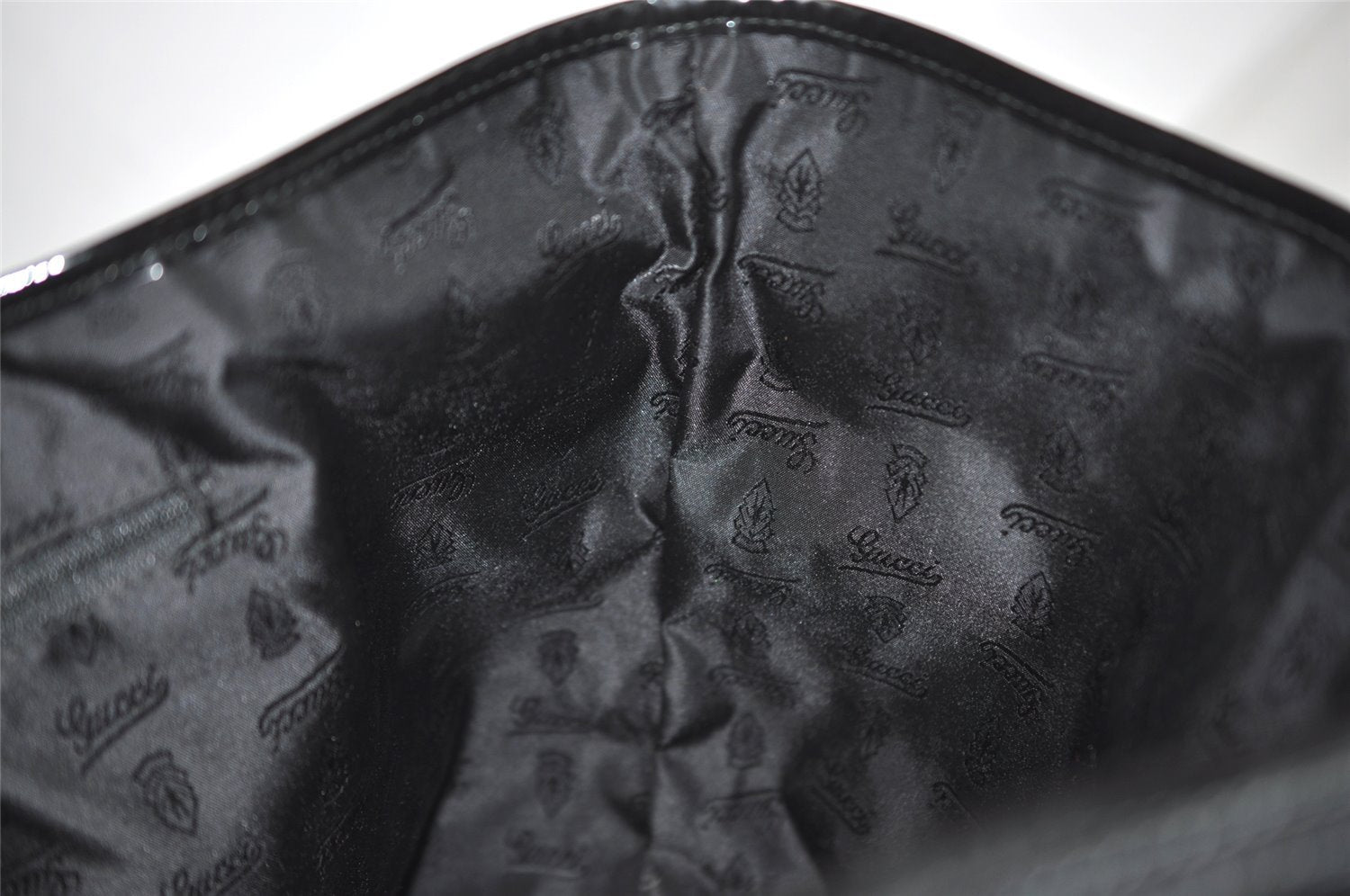 Authentic GUCCI Jolie Shoulder Tote Bag GG Canvas Enamel 211975 Black 2827J