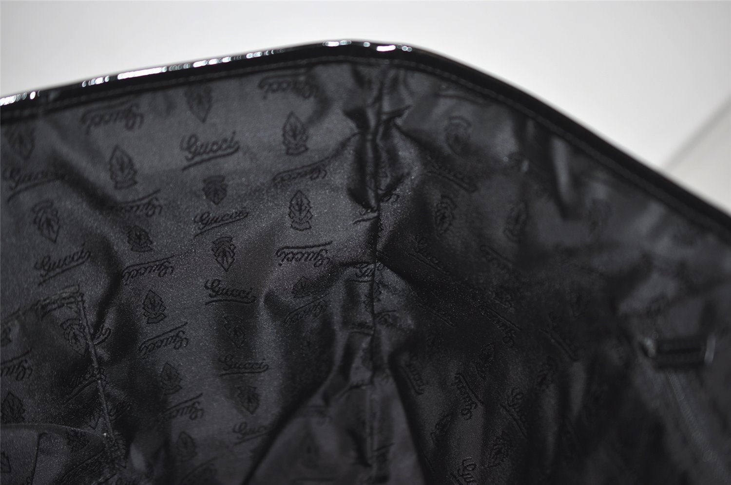 Authentic GUCCI Jolie Shoulder Tote Bag GG Canvas Enamel 211975 Black 2827J