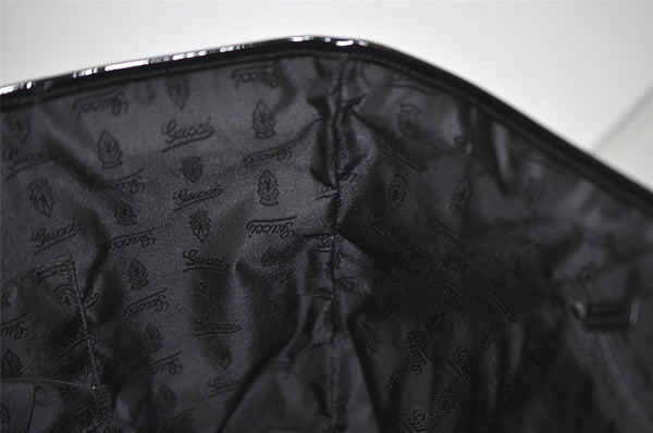 Authentic GUCCI Jolie Shoulder Tote Bag GG Canvas Enamel 211975 Black 2827J