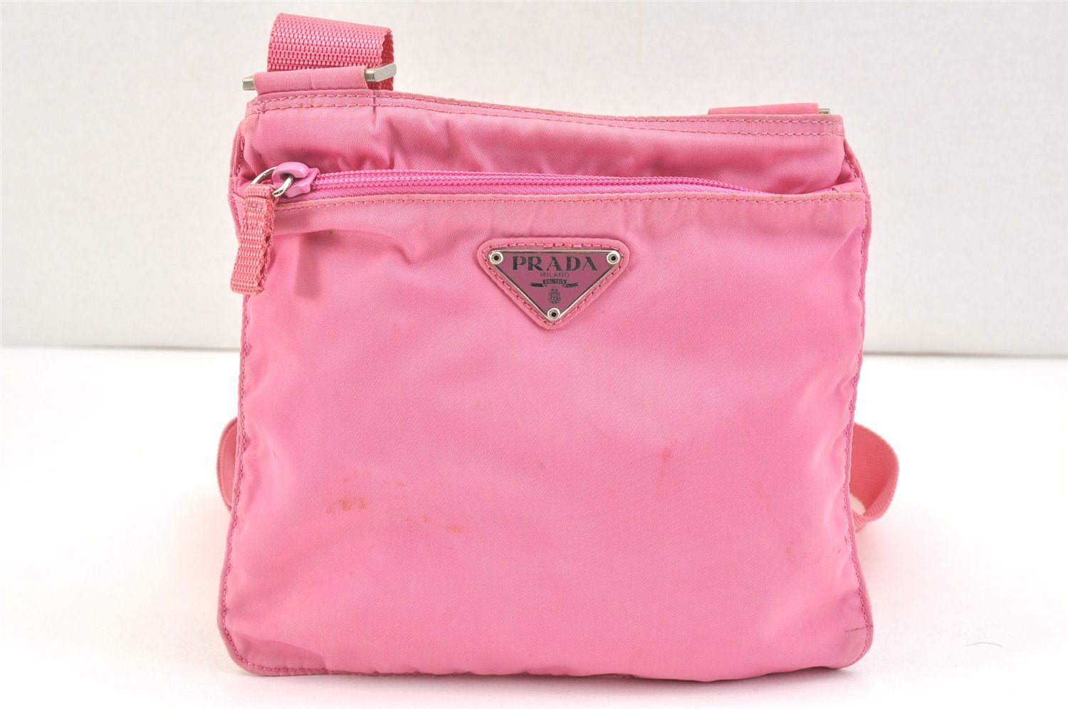 Authentic PRADA Nylon Tessuto Leather Shoulder Cross Body Bag Purse Pink 2827K