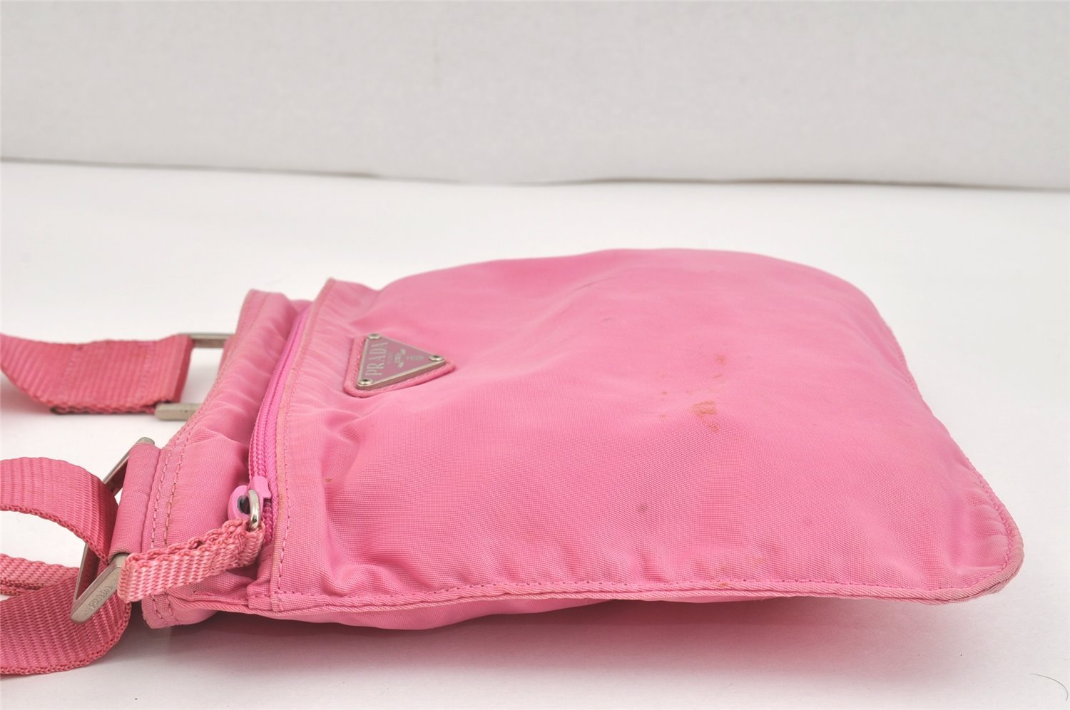 Authentic PRADA Nylon Tessuto Leather Shoulder Cross Body Bag Purse Pink 2827K