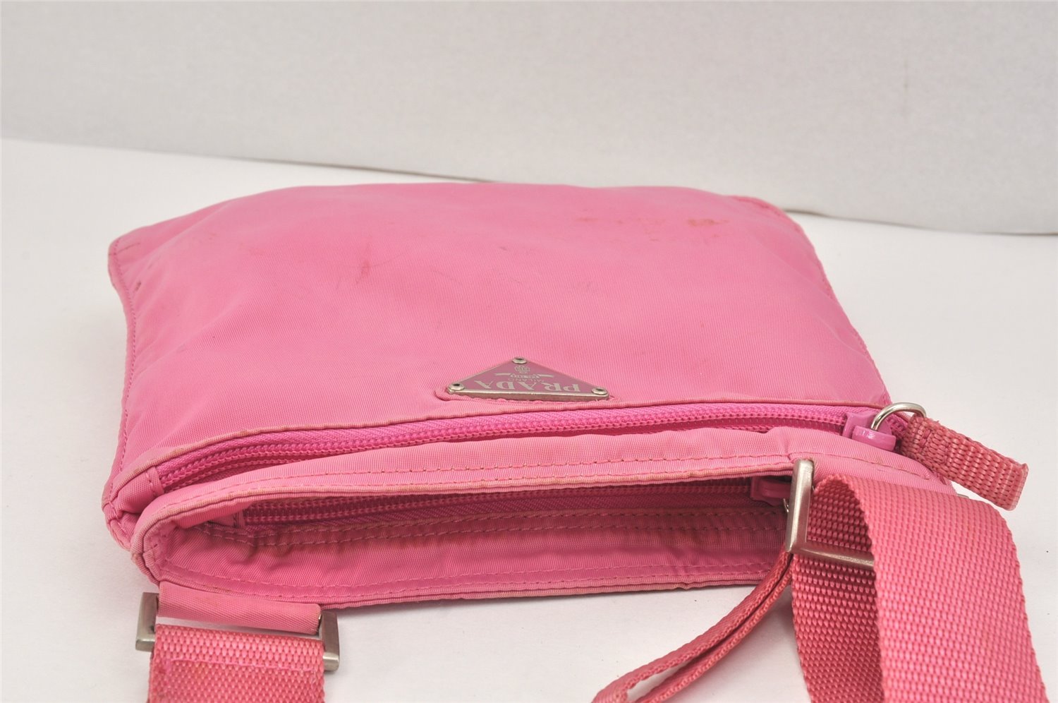 Authentic PRADA Nylon Tessuto Leather Shoulder Cross Body Bag Purse Pink 2827K