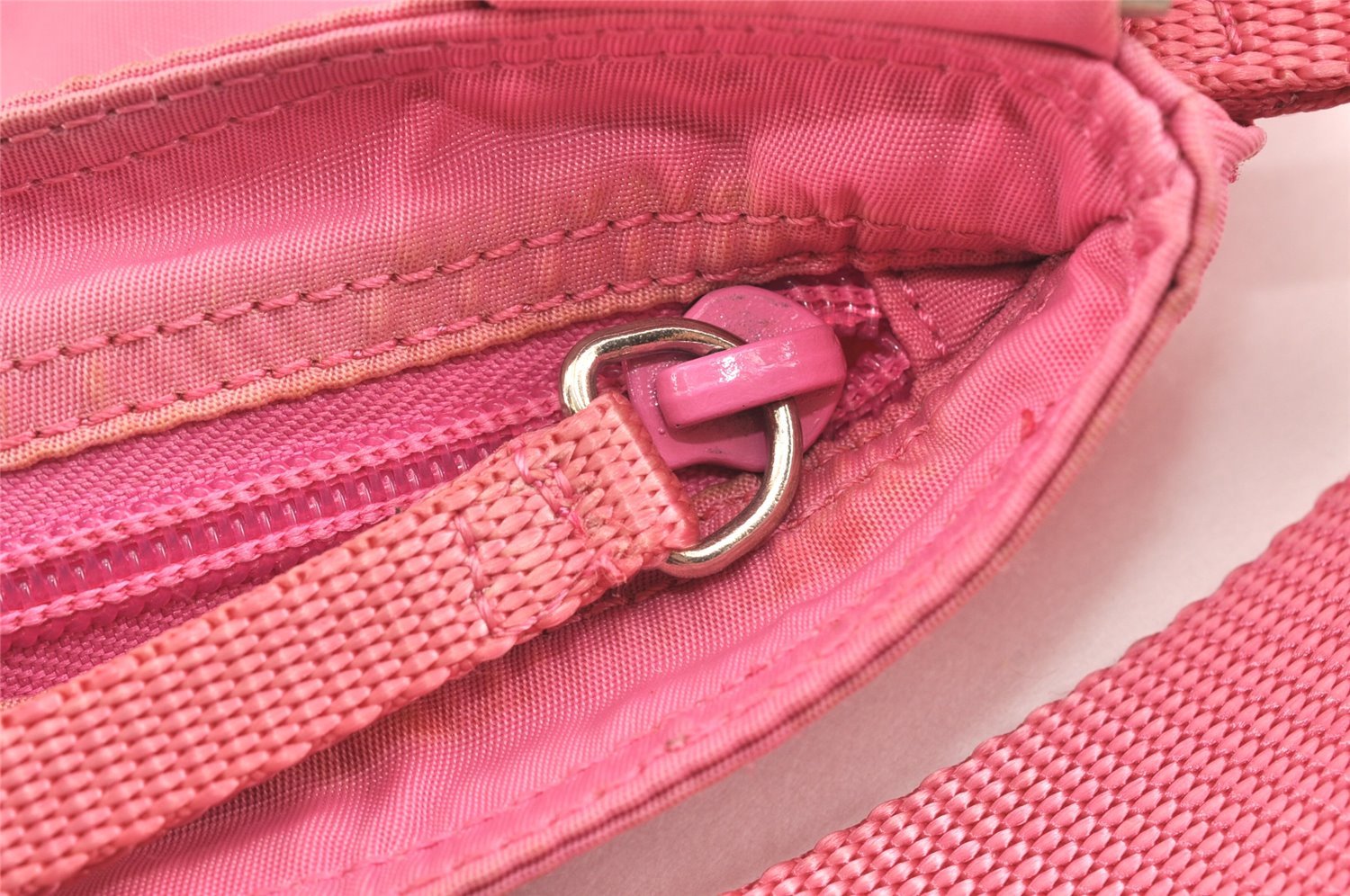 Authentic PRADA Nylon Tessuto Leather Shoulder Cross Body Bag Purse Pink 2827K