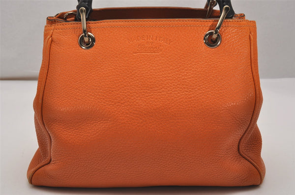 Authentic GUCCI Bamboo Shopper Small 2Way Hand Bag Leather 336032 Orange 2828J