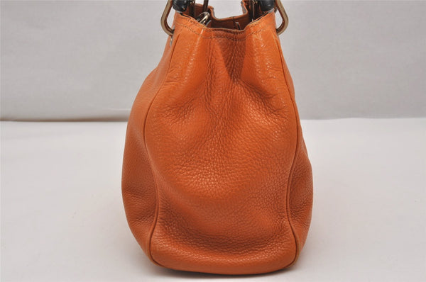 Authentic GUCCI Bamboo Shopper Small 2Way Hand Bag Leather 336032 Orange 2828J
