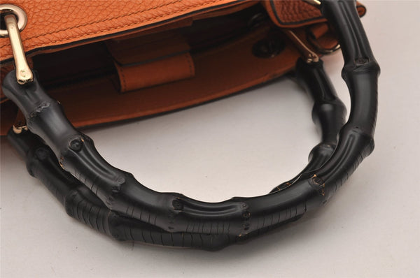 Authentic GUCCI Bamboo Shopper Small 2Way Hand Bag Leather 336032 Orange 2828J