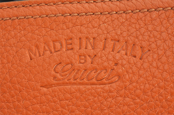 Authentic GUCCI Bamboo Shopper Small 2Way Hand Bag Leather 336032 Orange 2828J