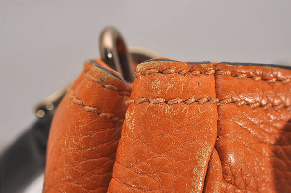 Authentic GUCCI Bamboo Shopper Small 2Way Hand Bag Leather 336032 Orange 2828J