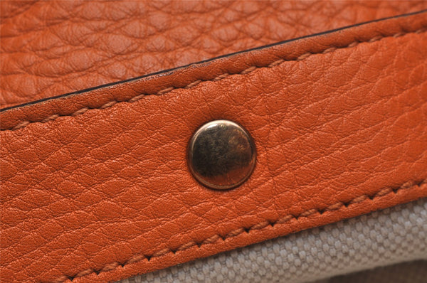 Authentic GUCCI Bamboo Shopper Small 2Way Hand Bag Leather 336032 Orange 2828J