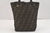 Authentic FENDI Zucca Hand Tote Bag Purse Canvas Leather Brown 2828K