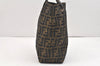 Authentic FENDI Zucca Hand Tote Bag Purse Canvas Leather Brown 2828K