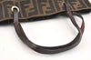 Authentic FENDI Zucca Hand Tote Bag Purse Canvas Leather Brown 2828K